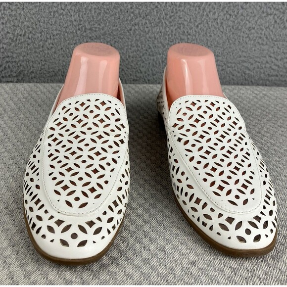 Franco Sarto Berta White Perforated Faux Leather Loafers  Franco Sarto Berta Pierced White Flats Womens 8.5 Italian Inspired Craftsmanship